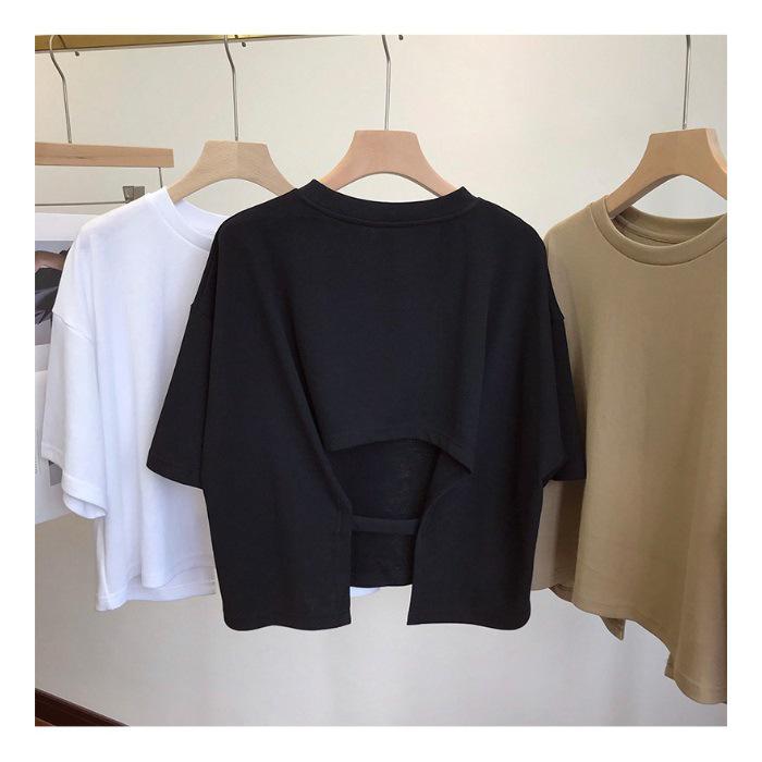 Women s Spicy Girl Style Backless Milk Silk Tee - Korean Summer Loose Round Neck Short Sleeve Top Large чорний
Women s Spicy Girl Style Backless Milk Silk Tee - Korean Summer Loose Round Neck Short Sleeve Top Large чорний