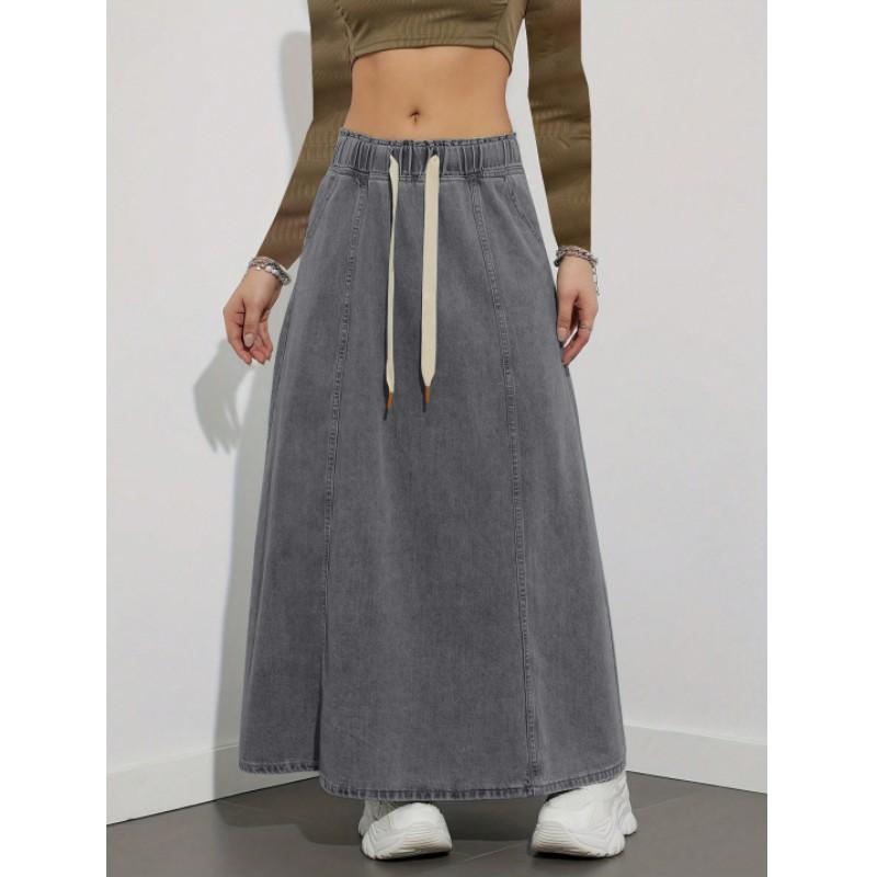 Women s Stylish Elastic-Waist Drawstring Flared Skirt, Denim Skirt, Solid-Color Non-Stretch Commuter Midi Skirt XXS сірий колір
Women s Stylish Elastic-Waist Drawstring Flared Skirt, Denim Skirt, Solid-Color Non-Stretch Commuter Midi Skirt XXS сірий колір
