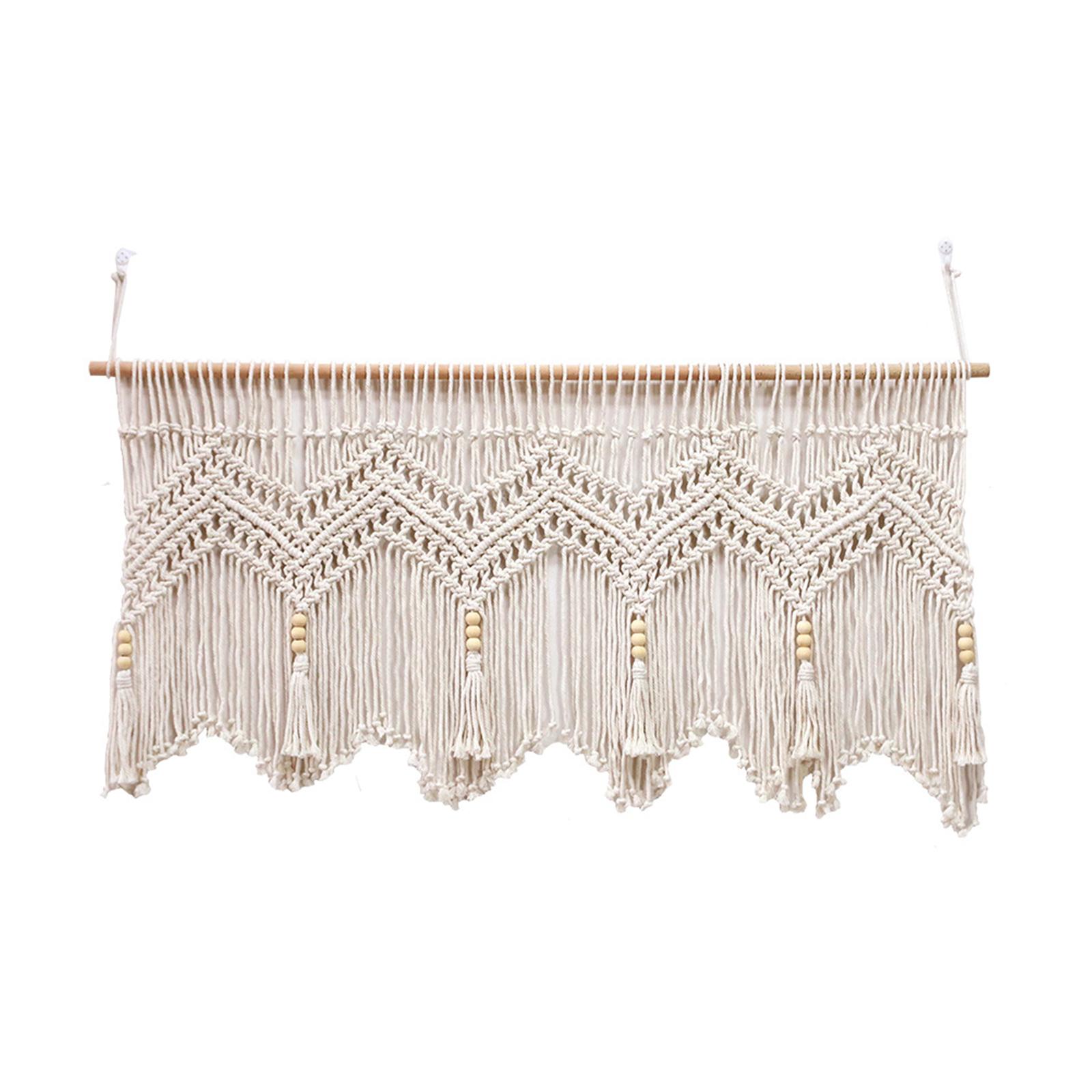 Boho Macrame Sliding Curtains With Tassels Creation Semi Sheerness Bistro Curtains For Bedroom Living Room Decor Type A120 x 55cm with wooden stick
Boho Macrame Sliding Curtains With Tassels Creation Semi Sheerness Bistro Curtains For Bedroom Living Room Decor Type A120 x 55cm with wooden stick