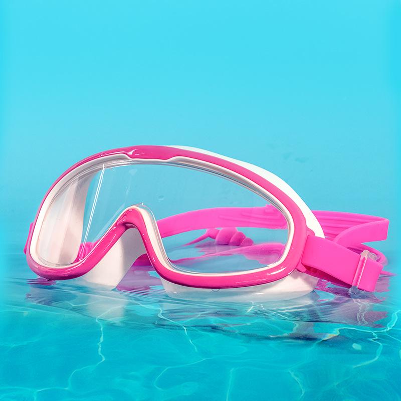 Детские водонепроницаемые и незапотевающие очки для плавания: Крупная оправа высокой четкости для мальчиков и девочек розы красного