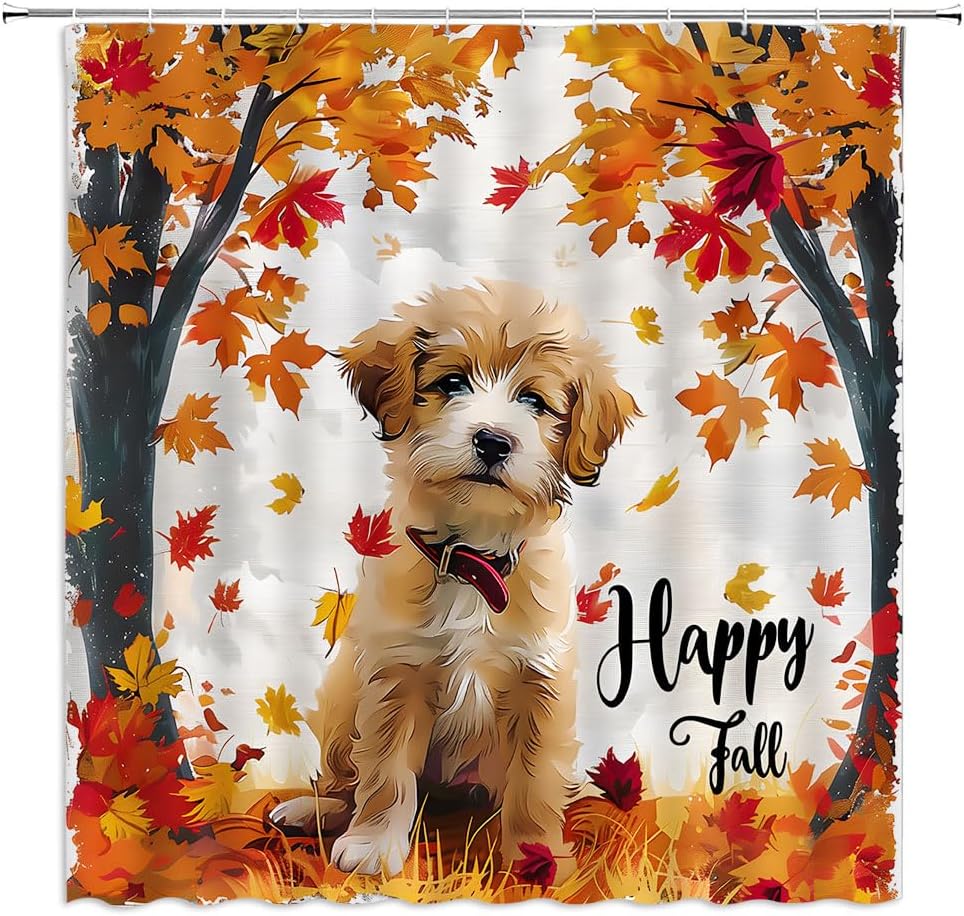 Fall Dog Shower Curtain Maple Leaves Autumn Cute Dogs Pet Farmhouse Animal Rustic Harvest Festival Seasonal Watercolor Orange W60H190(CM)-1 Pcs
Fall Dog Shower Curtain Maple Leaves Autumn Cute Dogs Pet Farmhouse Animal Rustic Harvest Festival Seasonal Watercolor Orange W60H190(CM)-1 Pcs