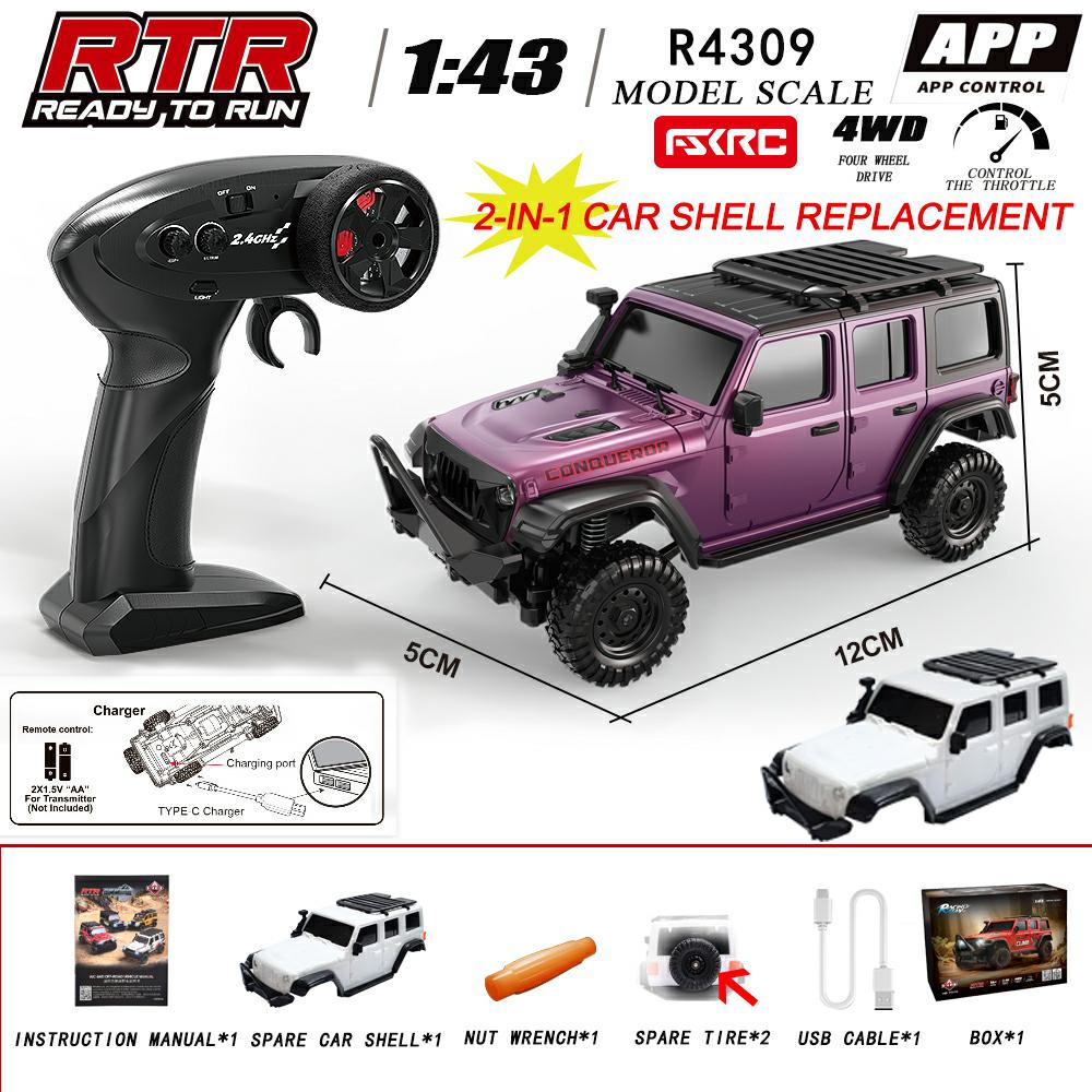 In Stock HuangBo 1:43 4WD RC Rock Crawler Full Proportional Off Road RC Car Dual Car Shells Shock Absorption Model For Kids
In Stock HuangBo 1:43 4WD RC Rock Crawler Full Proportional Off Road RC Car Dual Car Shells Shock Absorption Model For Kids