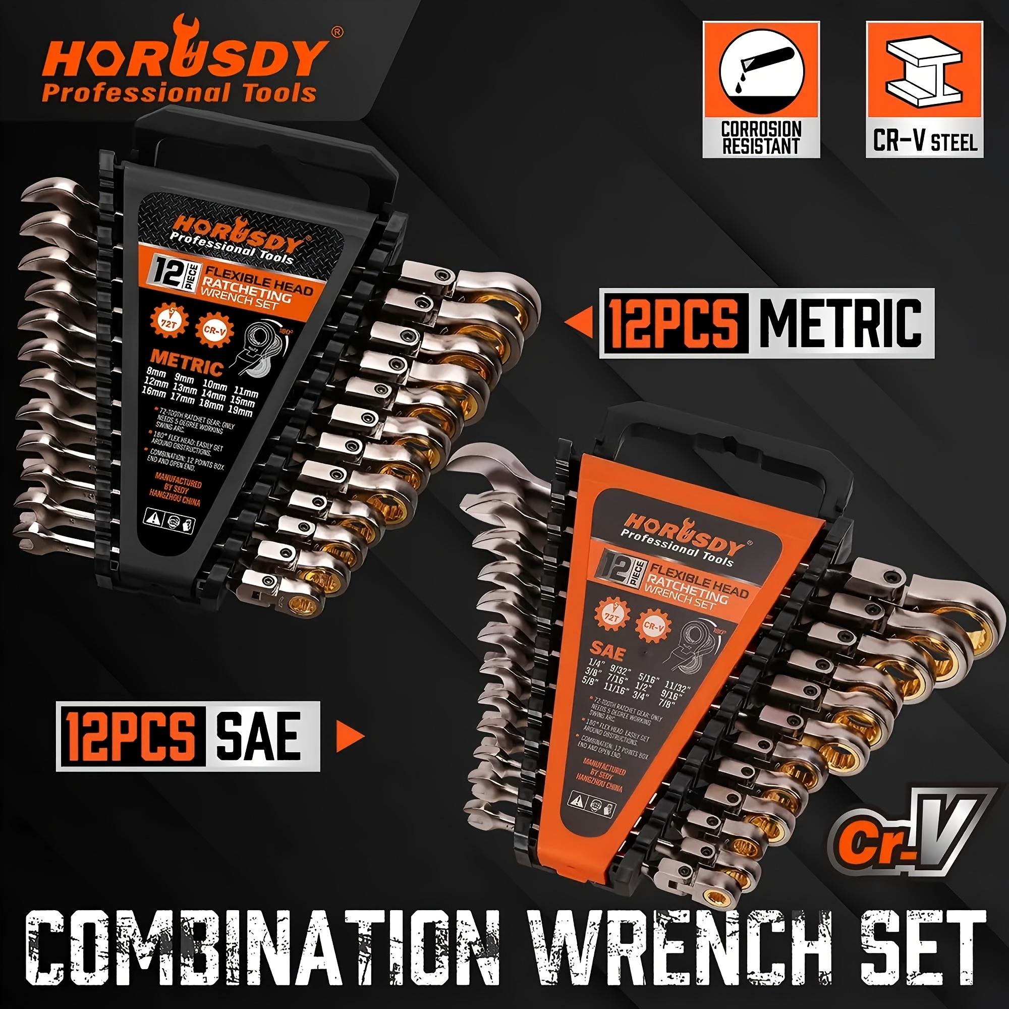 HORUSDY 12pcs Flex-Head Ratcheting Wrench Set | Metric And SAE | Ratchet Combination Wrenches Set With Organizer 12PCS чорний
HORUSDY 12pcs Flex-Head Ratcheting Wrench Set | Metric And SAE | Ratchet Combination Wrenches Set With Organizer 12PCS чорний
