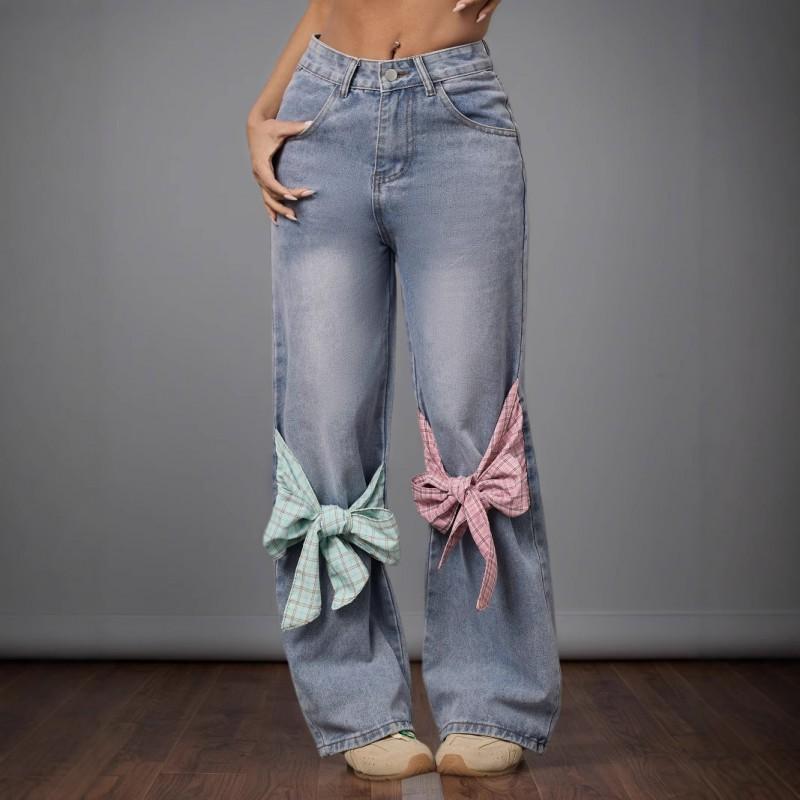 Bow Design High-waist Wide-leg Jeans Women s New Retro Loose Straight Pants XS синий
Bow Design High-waist Wide-leg Jeans Women s New Retro Loose Straight Pants XS синий