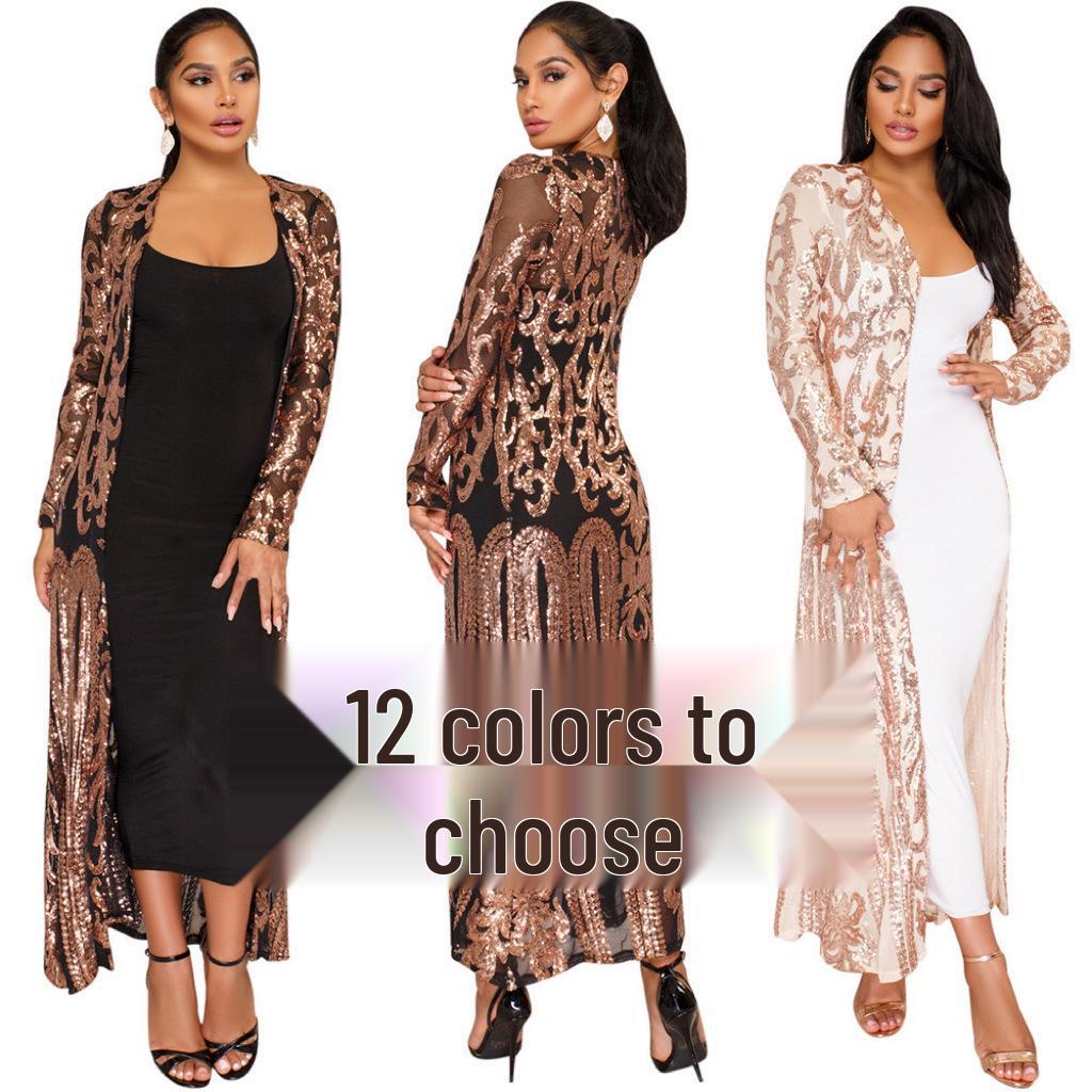 European & American Style Long Sleeve Sequin Beaded Mesh Cardigan for Performance Wear 2XL
European & American Style Long Sleeve Sequin Beaded Mesh Cardigan for Performance Wear 2XL