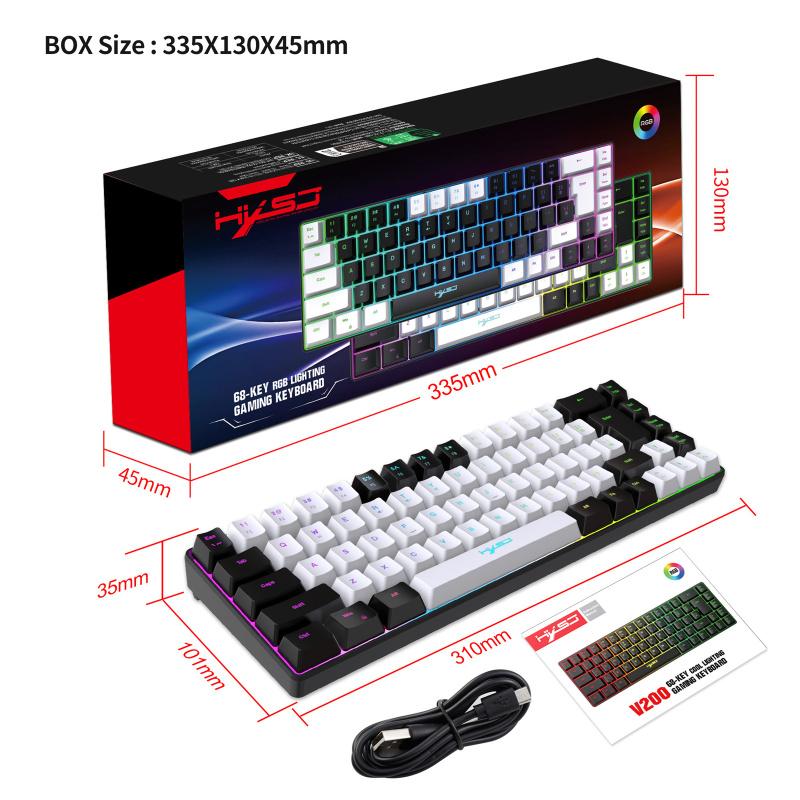 Игровая клавиатура с подсветкой RGB, 68 клавиш, механическая игровая клавиатура, проводная, совместимая с ноутбуком на базе Windows V200WB White Black
Игровая клавиатура с подсветкой RGB, 68 клавиш, механическая игровая клавиатура, проводная, совместимая с ноутбуком на базе Windows V200WB White Black