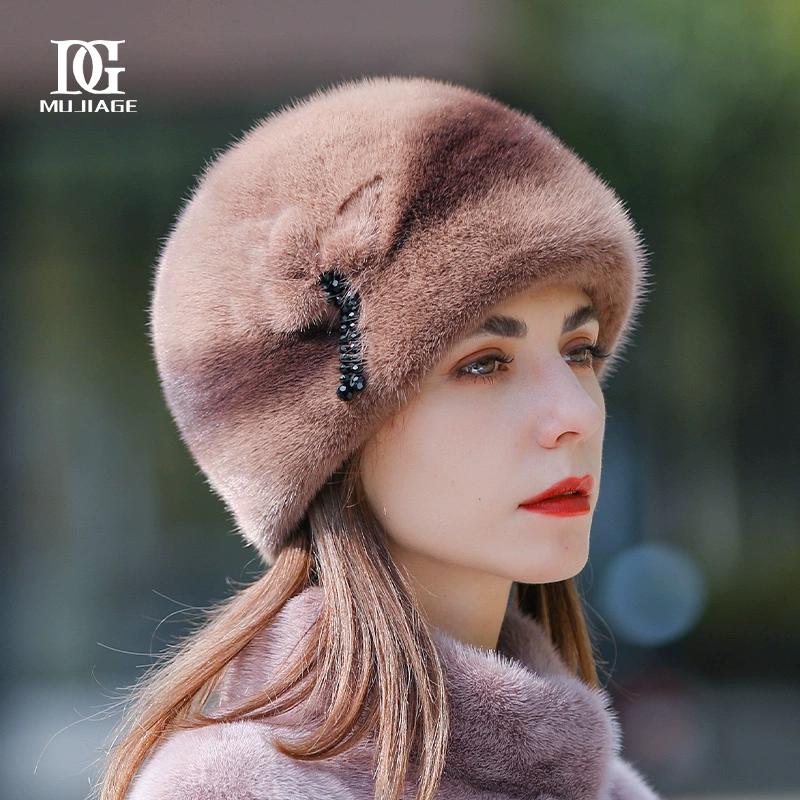 Норковая шапка женская зимняя новая мода норковая шерсть цельная норковая мода северо-восточная норковая шапка зимняя теплая меховая шапка XL (above 60cm)