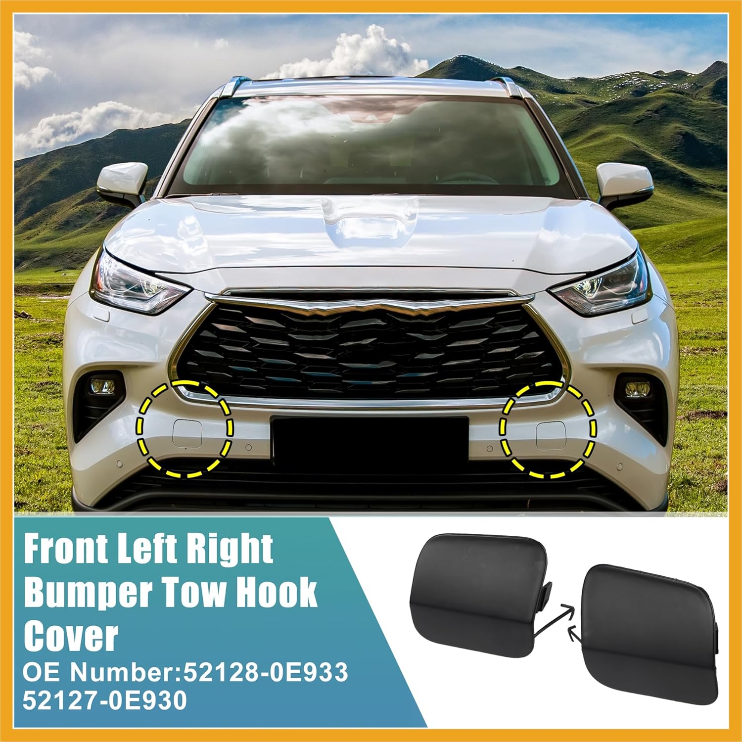 1 Pair Unpainted Front Left Right Bumper Tow Hook Cover for Toyota Highlander 2020-2023 Front Bumper Tow Hook Eye Cap No.52128-0E933/52127-0E930
1 Pair Unpainted Front Left Right Bumper Tow Hook Cover for Toyota Highlander 2020-2023 Front Bumper Tow Hook Eye Cap No.52128-0E933/52127-0E930