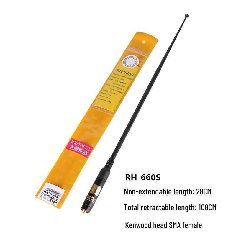 RH660S Dual-Band Handheld Walkie-Talkie with UV, Telescopic Whip, and High Gain Antenna, 1.08 M Length. SMA Male
RH660S Dual-Band Handheld Walkie-Talkie with UV, Telescopic Whip, and High Gain Antenna, 1.08 M Length. SMA Male