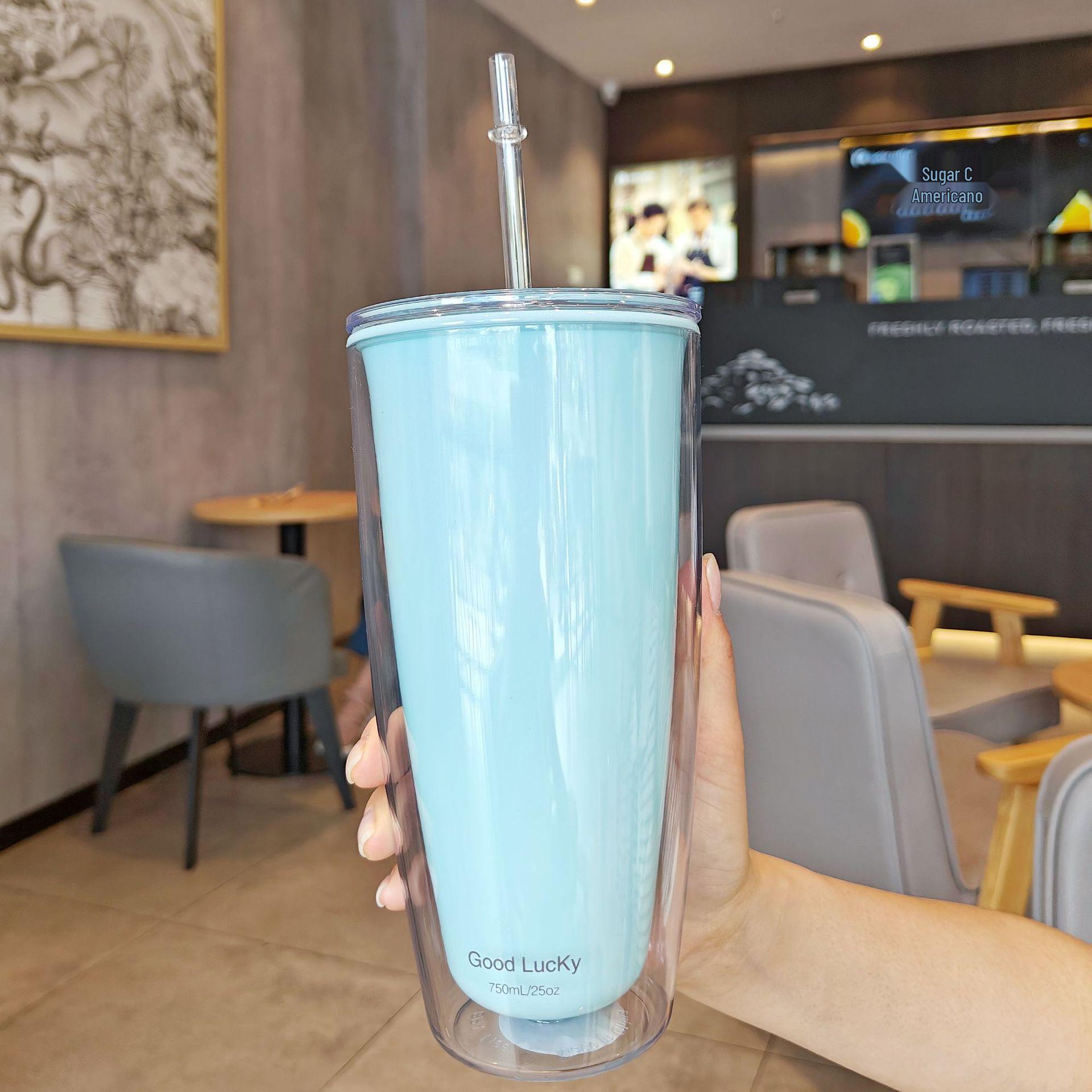 Trendy Double-Layer Crushed Ice Straw Cup - Large Capacity Fashionable Plastic Cups for Couples 750ml
Trendy Double-Layer Crushed Ice Straw Cup - Large Capacity Fashionable Plastic Cups for Couples 750ml