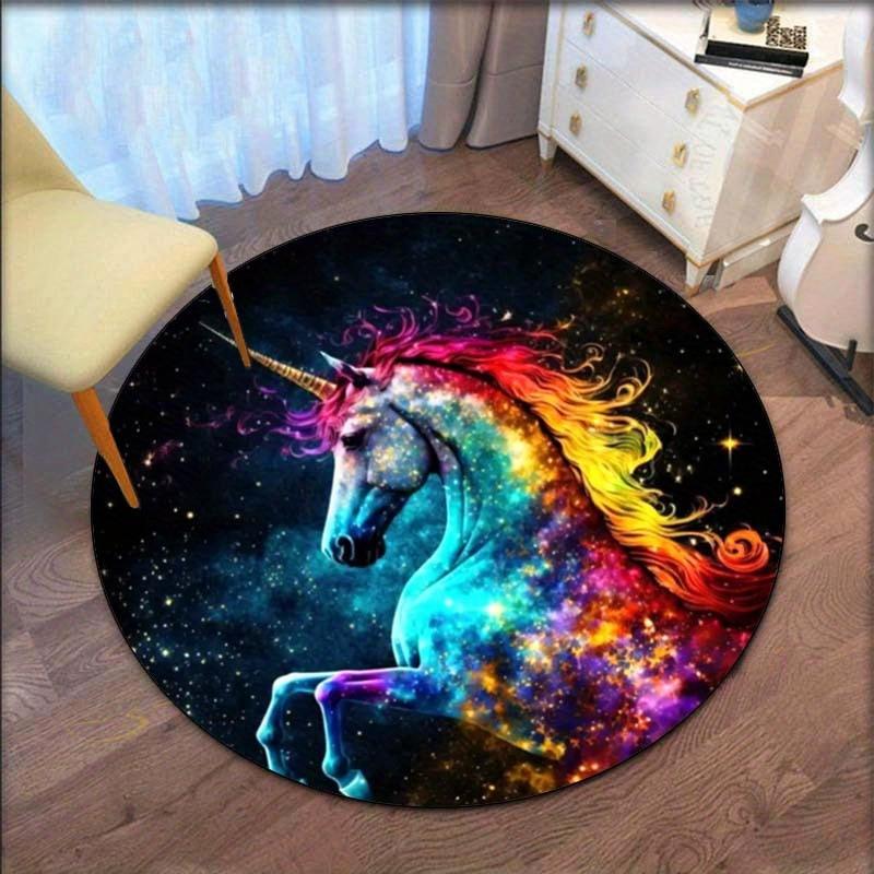 Unicorn Galaxy Round Rug Crystal Velvet Fantasy Space Theme Bedroom Floor Mat Colorful Mythical Horse Design Home Decor Carpet 60cm
Unicorn Galaxy Round Rug Crystal Velvet Fantasy Space Theme Bedroom Floor Mat Colorful Mythical Horse Design Home Decor Carpet 60cm