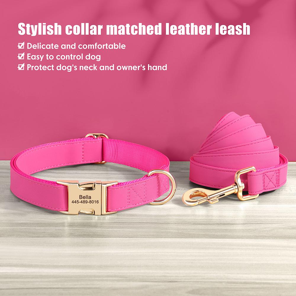 Custom Dog Collar Leash Set PU Leather Dog Collars Engraved Pet ID Necklace With Lead Rope Durable for Small Medium Large Dogs S ярко-розовый
Custom Dog Collar Leash Set PU Leather Dog Collars Engraved Pet ID Necklace With Lead Rope Durable for Small Medium Large Dogs S ярко-розовый