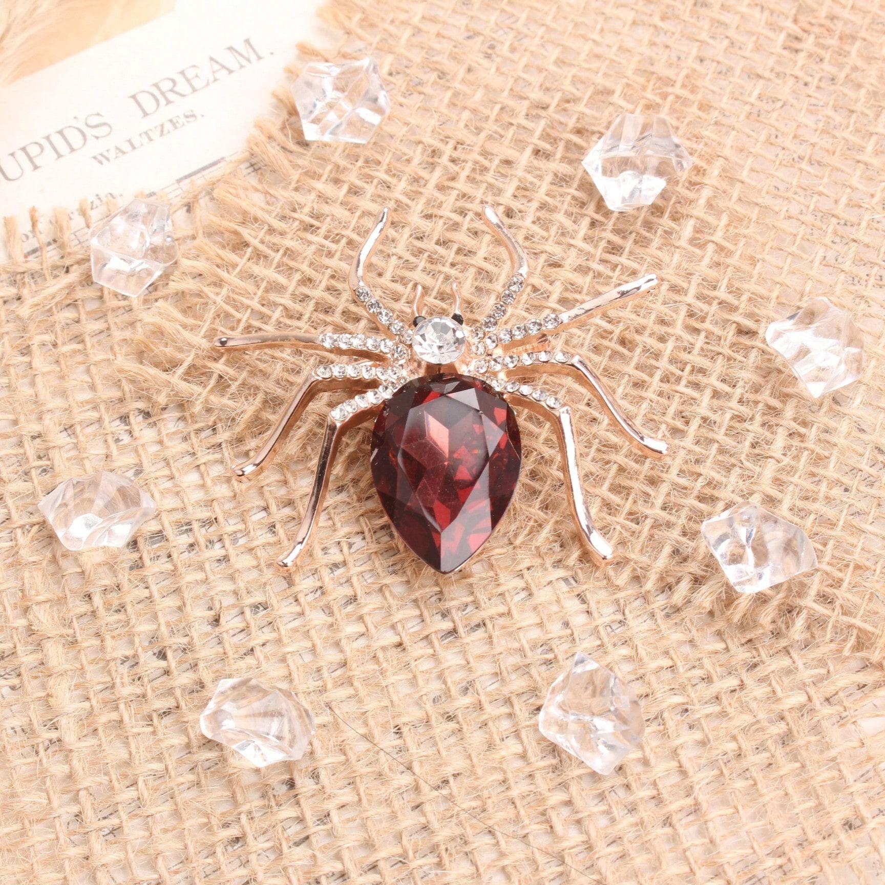 Vintage Spider Brooch, Rose Gold-Toned Red Teardrop Gem Clear Rhinestone Pin, Edgy Accessory for Outfits Bags Styling
Vintage Spider Brooch, Rose Gold-Toned Red Teardrop Gem Clear Rhinestone Pin, Edgy Accessory for Outfits Bags Styling