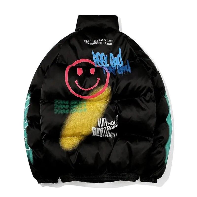 Winter Puffer Jackets Men Letters Smiley Print Oversized Thicken Windproof Parkas Couple Hip Hop Simple Casual Warm Down Coat
Winter Puffer Jackets Men Letters Smiley Print Oversized Thicken Windproof Parkas Couple Hip Hop Simple Casual Warm Down Coat