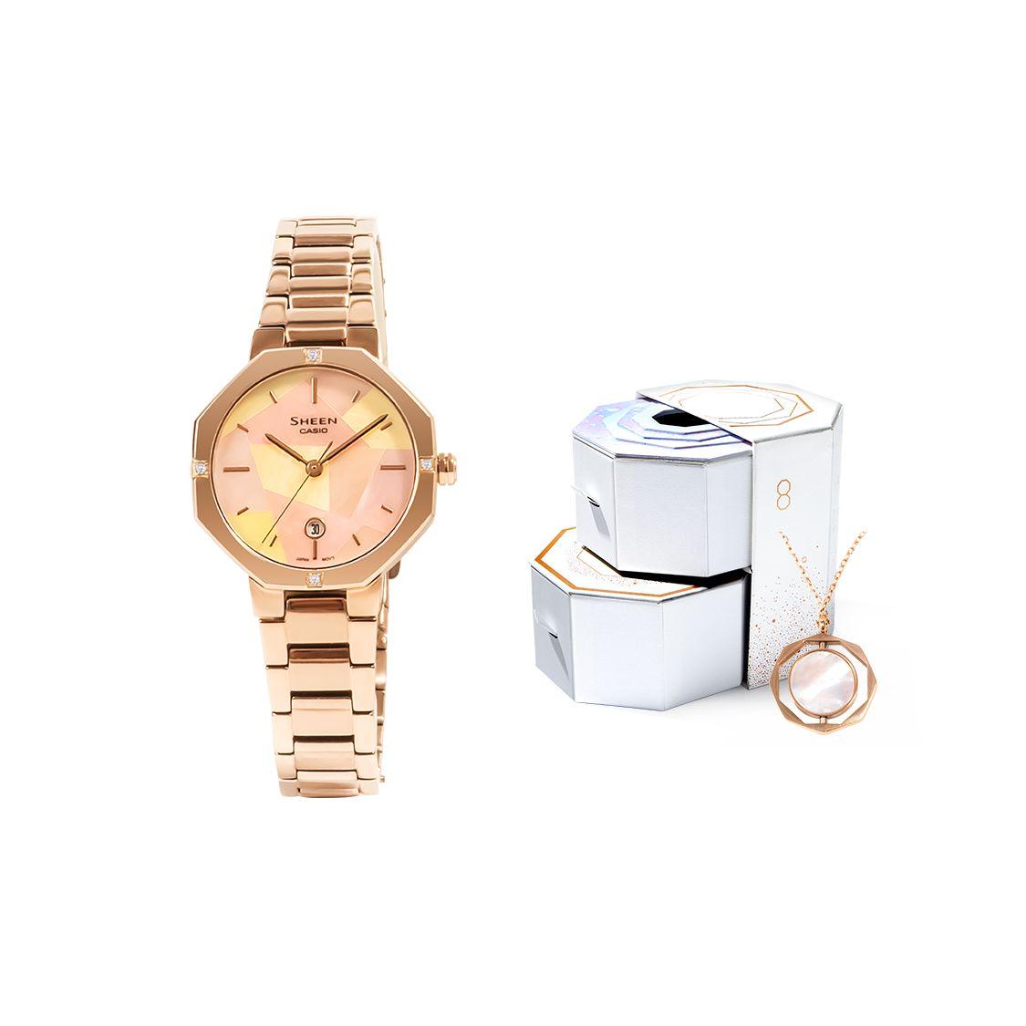 Casio Sheen Rebecca Collaboration Prototype Octagonal Colorful Mother Of Pearl Dial Minimalist Elegant Quartz Watch Women watches SHE-4543CG-4AUPRL Regular Watch Box,Rose Gold Strap Non-Box Version
Casio Sheen Rebecca Collaboration Prototype Octagonal Colorful Mother Of Pearl Dial Minimalist Elegant Quartz Watch Women watches SHE-4543CG-4AUPRL Regular Watch Box,Rose Gold Strap Non-Box Version