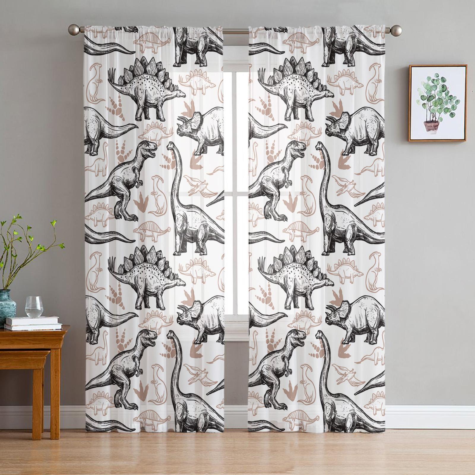 Jurassic Cartoon Dinosaur Children Tulle in Translucent Drapes for Living Room Bedroom Space Kitchen Window Opening Treatment Chiffon Drape 1 PCS W100XH230cm&Grommet Top
Jurassic Cartoon Dinosaur Children Tulle in Translucent Drapes for Living Room Bedroom Space Kitchen Window Opening Treatment Chiffon Drape 1 PCS W100XH230cm&Grommet Top
