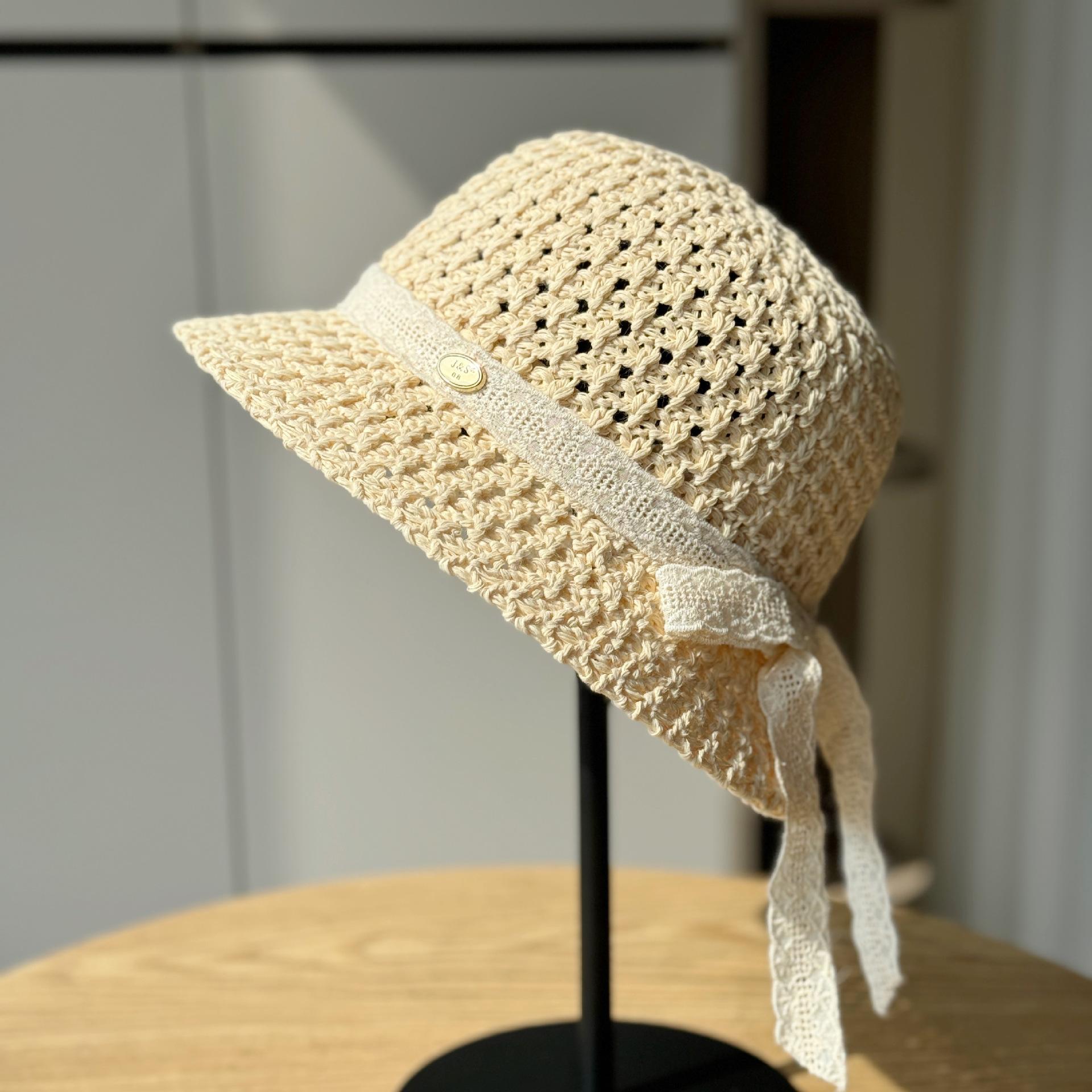 Новая шляпа-ведро с большими полями, женская пляжная вязаная шляпа, женская солнцезащитная шляпа, складная ONE SIZE бежевый