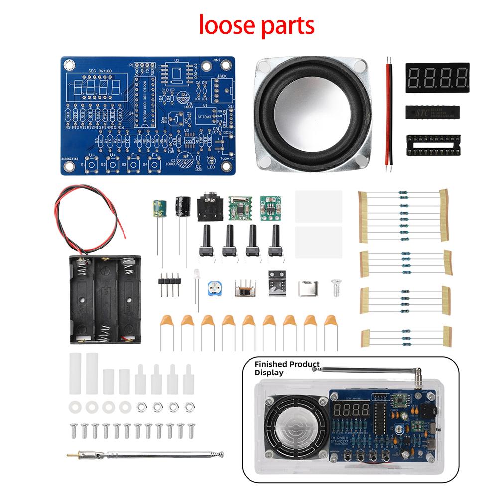 DIY FM Radio Electronic Kit Adjustable Frequency 87-108MHz Digital Display DIY Soldering Project Practice Solder Parts Type C
DIY FM Radio Electronic Kit Adjustable Frequency 87-108MHz Digital Display DIY Soldering Project Practice Solder Parts Type C