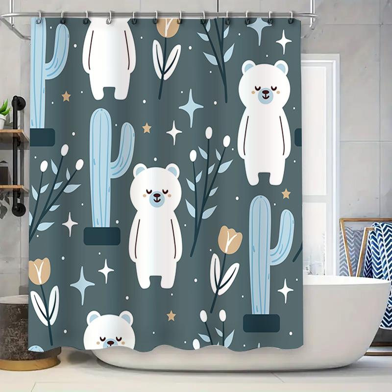 Bear Print Shower Curtain Cute Cartoon Pattern For Bathroom Decor Soft Fabric Waterproof Bath Mat Set, Blue And White Size: 180C W60H190(CM)-1 Pcs
Bear Print Shower Curtain Cute Cartoon Pattern For Bathroom Decor Soft Fabric Waterproof Bath Mat Set, Blue And White Size: 180C W60H190(CM)-1 Pcs