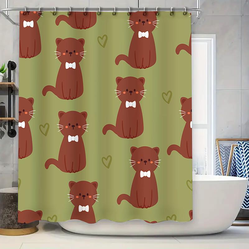 Adorable Red Cat Shower Curtain Set Bathroom Decor Cute Gift Idea For Her Green Color With Hearts Pattern Made From High-Quality W60H190(CM)-1 Pcs
Adorable Red Cat Shower Curtain Set Bathroom Decor Cute Gift Idea For Her Green Color With Hearts Pattern Made From High-Quality W60H190(CM)-1 Pcs
