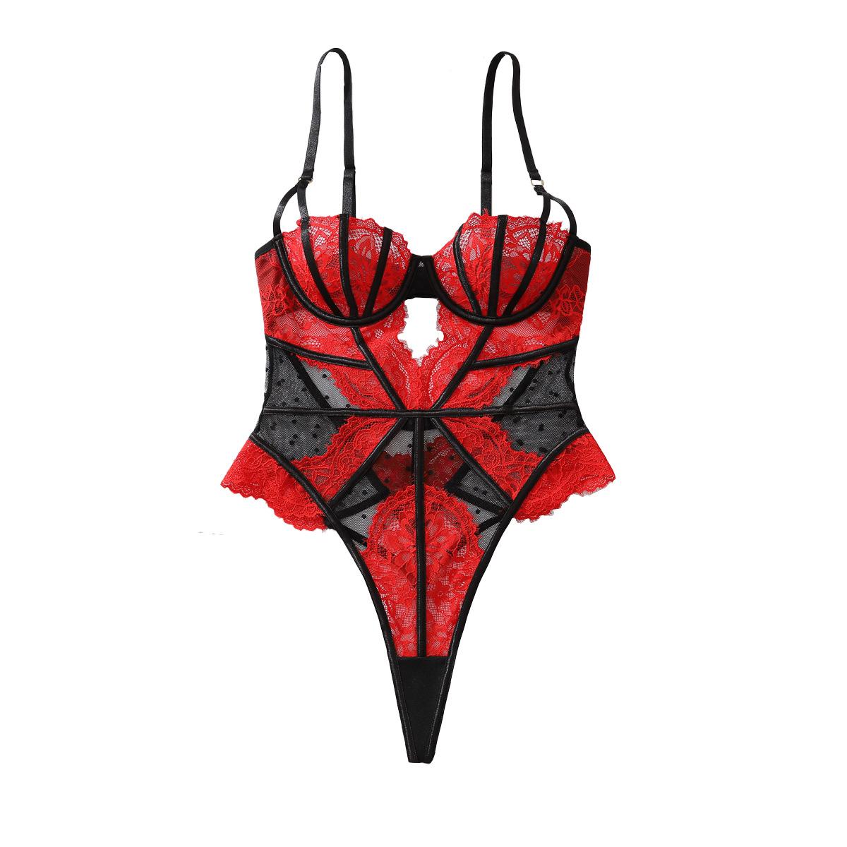 Women s Sexy Spaghetti Strap Bodysuit Sheer Mesh Polka Dot Hollow Out Colorblock Patchwork Lace Trim Bodysuit Lingerie L червоний
Women s Sexy Spaghetti Strap Bodysuit Sheer Mesh Polka Dot Hollow Out Colorblock Patchwork Lace Trim Bodysuit Lingerie L червоний
