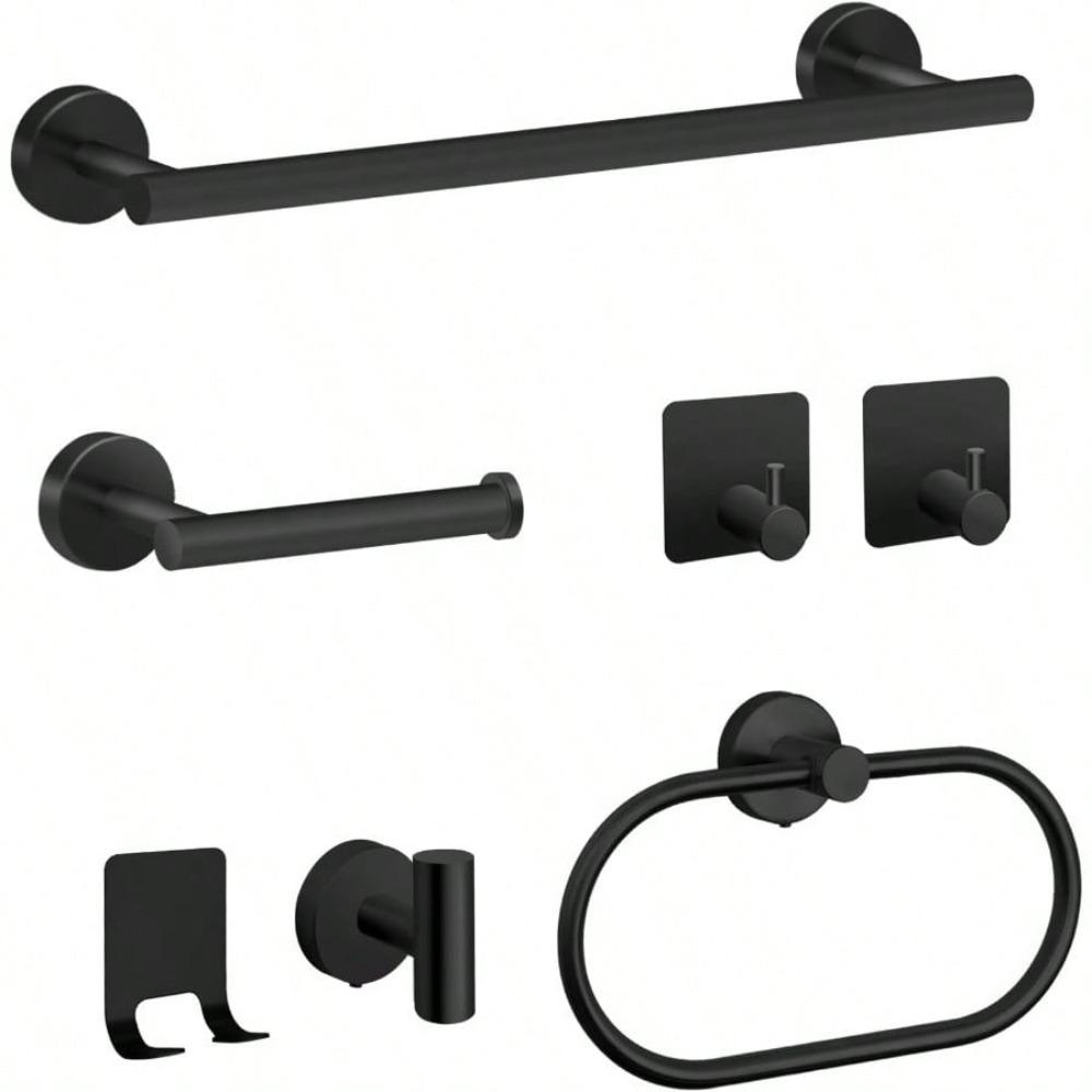 Набор из 7 предметов для ванной комнаты, матово-черный, в комплект входит держатель для полотенец 40 см, держатель для туалетной бумаги, кольцо для полотенца, 4 крючка для полотенец 7pcs чёрный
Набор из 7 предметов для ванной комнаты, матово-черный, в комплект входит держатель для полотенец 40 см, держатель для туалетной бумаги, кольцо для полотенца, 4 крючка для полотенец 7pcs чёрный