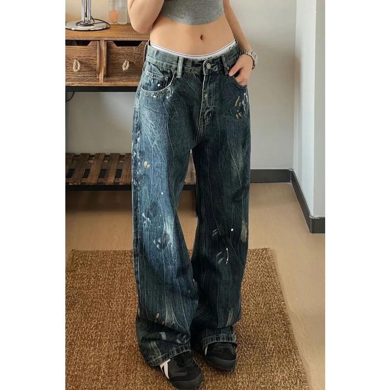 National Trendy Design Splash-ink Jeans for Women Street High-waisted Loose Slimming Wide-leg Straight Pants Trendy XL синій
National Trendy Design Splash-ink Jeans for Women Street High-waisted Loose Slimming Wide-leg Straight Pants Trendy XL синій