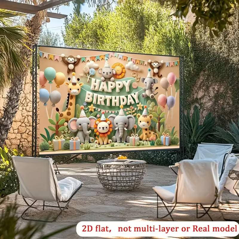 2D Jungle Animals Birthday Tapestry, Pastel Safari Theme Wall Decor for Children Party 47.2x31.5inch/120*80cm
2D Jungle Animals Birthday Tapestry, Pastel Safari Theme Wall Decor for Children Party 47.2x31.5inch/120*80cm