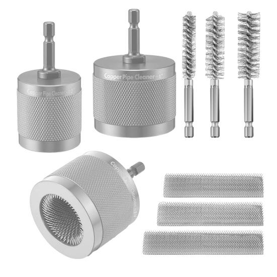 Copper Pipe Cleaner Set with Hex Shank Replaceable 72A Steel Wire Brush Heads Threaded Design Prevents Slippage High Torque Resistance Pipe срібний
Copper Pipe Cleaner Set with Hex Shank Replaceable 72A Steel Wire Brush Heads Threaded Design Prevents Slippage High Torque Resistance Pipe срібний