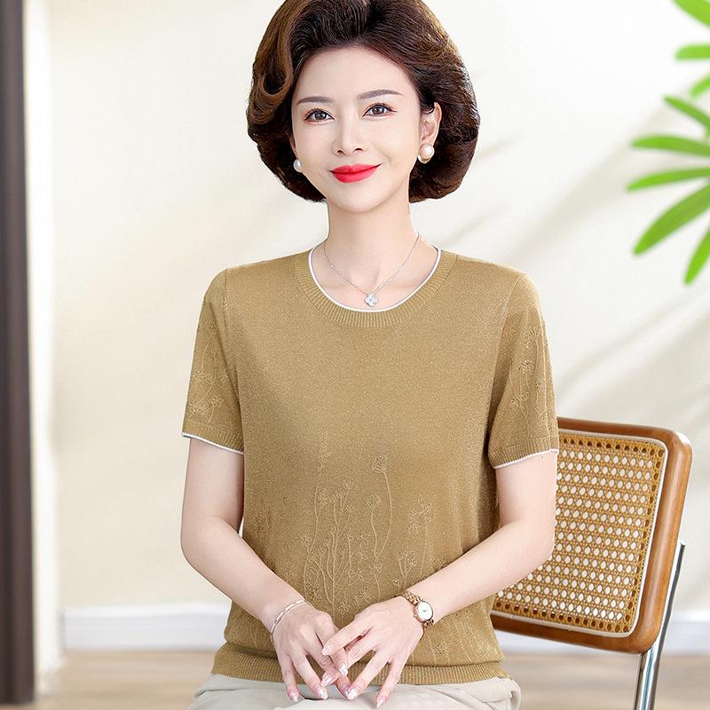Mom s Summer Ice Silk Short Sleeve Top - Stylish Knit T-Shirt for Middle-aged & Elderly M (85-105 lbs) кофейный
Mom s Summer Ice Silk Short Sleeve Top - Stylish Knit T-Shirt for Middle-aged & Elderly M (85-105 lbs) кофейный