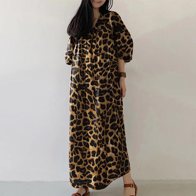 ZANZEA Женское повседневное платье с V-образным вырезом, рукавами 3/4 и леопардовым принтом, свободного кроя, длинное 5XL коричневый
ZANZEA Женское повседневное платье с V-образным вырезом, рукавами 3/4 и леопардовым принтом, свободного кроя, длинное 5XL коричневый