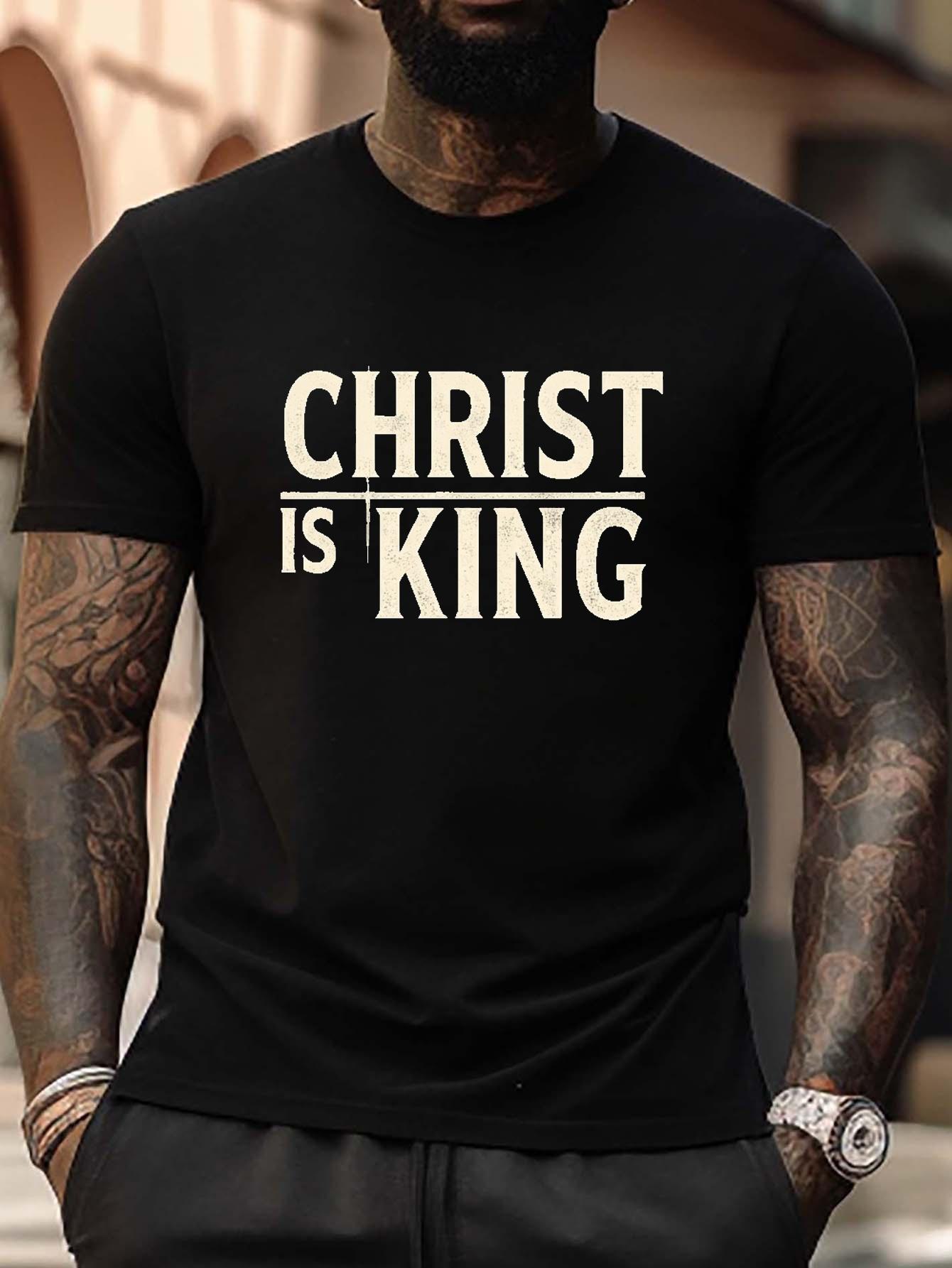 Plus Size Christian Faith T-shirt - Dark-Colored Church Shirt with CHRIST IS KING Bold Lettering S
Plus Size Christian Faith T-shirt - Dark-Colored Church Shirt with CHRIST IS KING Bold Lettering S