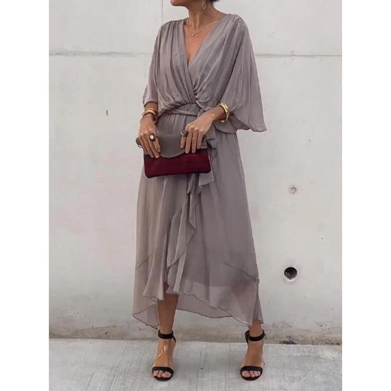 2024 Women s Solid Color Lace-up Long Dress with Batwing Sleeves and Irregular Hem, Plus Size Available XL серый
2024 Women s Solid Color Lace-up Long Dress with Batwing Sleeves and Irregular Hem, Plus Size Available XL серый