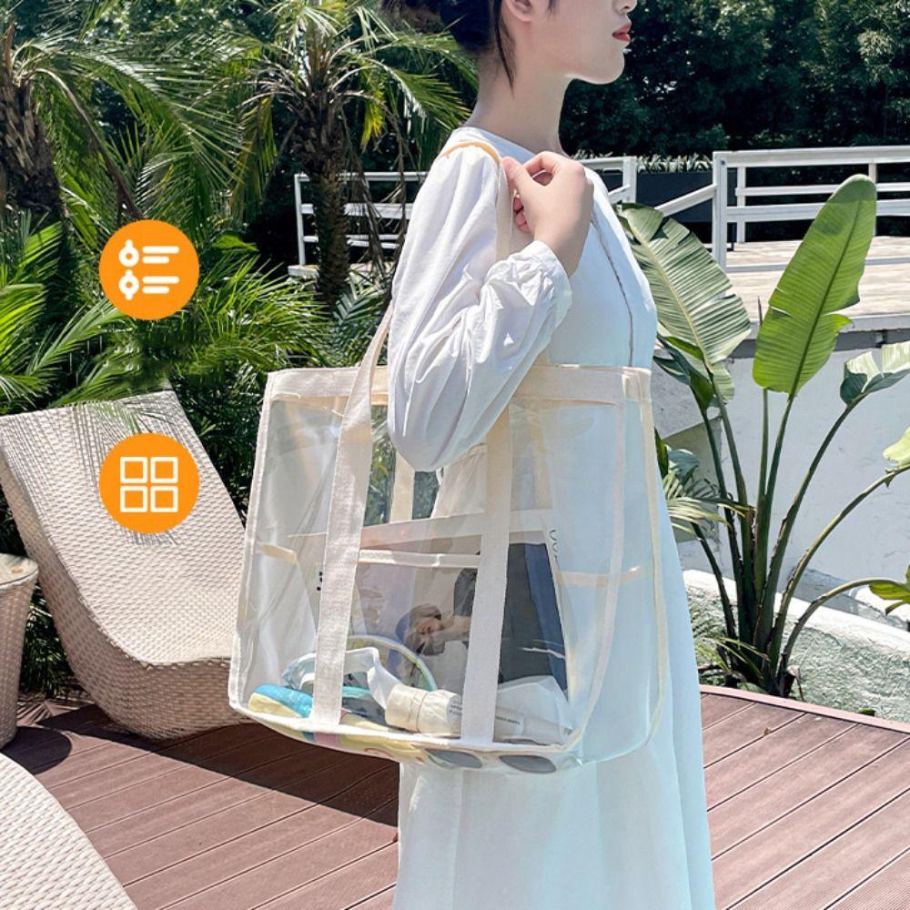 Waterproof Swimming Storage Bag PVC Beach Handbag Simple Transparent Makeup Bag Essentials Button Beige
Waterproof Swimming Storage Bag PVC Beach Handbag Simple Transparent Makeup Bag Essentials Button Beige