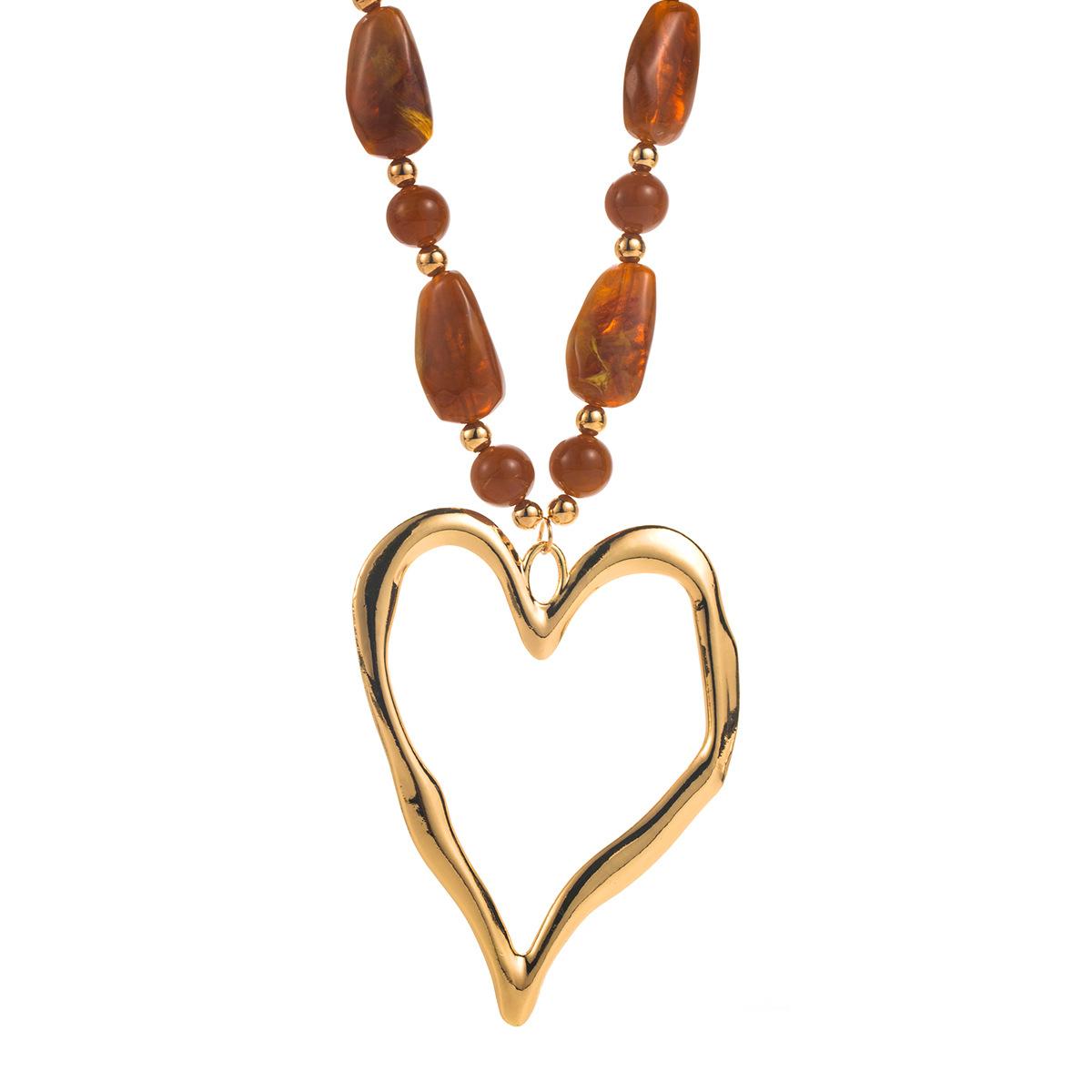 Personalized retro big love pendant necklace, Maillard style geometric resin beaded collarbone chain коричневий
Personalized retro big love pendant necklace, Maillard style geometric resin beaded collarbone chain коричневий