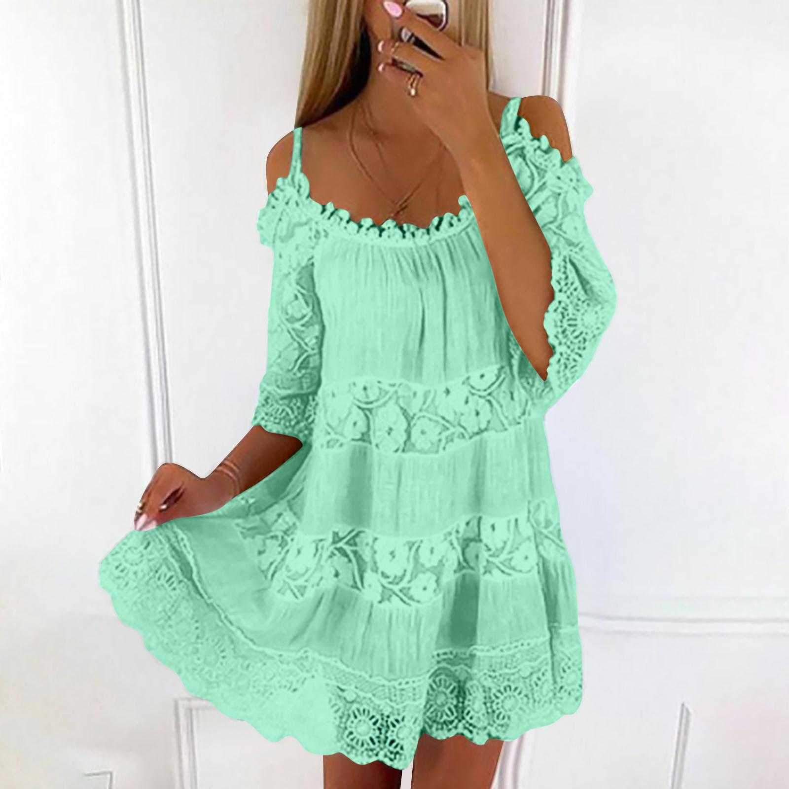 Off Shoulder Lace Dress Women Casual Summer Mini Dress Boho Style Three Quarter Sleeve Dress with Crochet Details and Flared Hem XXXXXL зелёный
Off Shoulder Lace Dress Women Casual Summer Mini Dress Boho Style Three Quarter Sleeve Dress with Crochet Details and Flared Hem XXXXXL зелёный