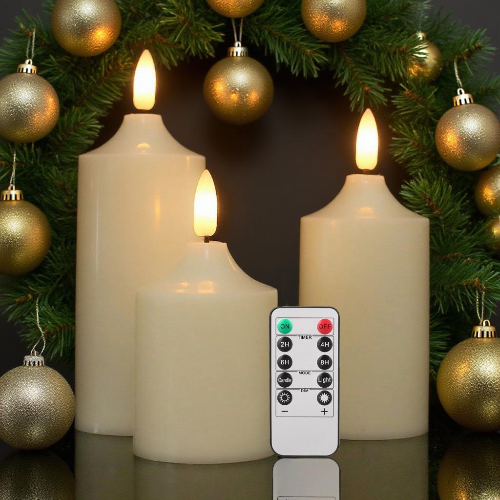 Flameless Candles with Remote and Timer Battery Operated Candles Flickering Led Candles for Christmas Wedding Birthday Home Deco 3 PCS
Flameless Candles with Remote and Timer Battery Operated Candles Flickering Led Candles for Christmas Wedding Birthday Home Deco 3 PCS
