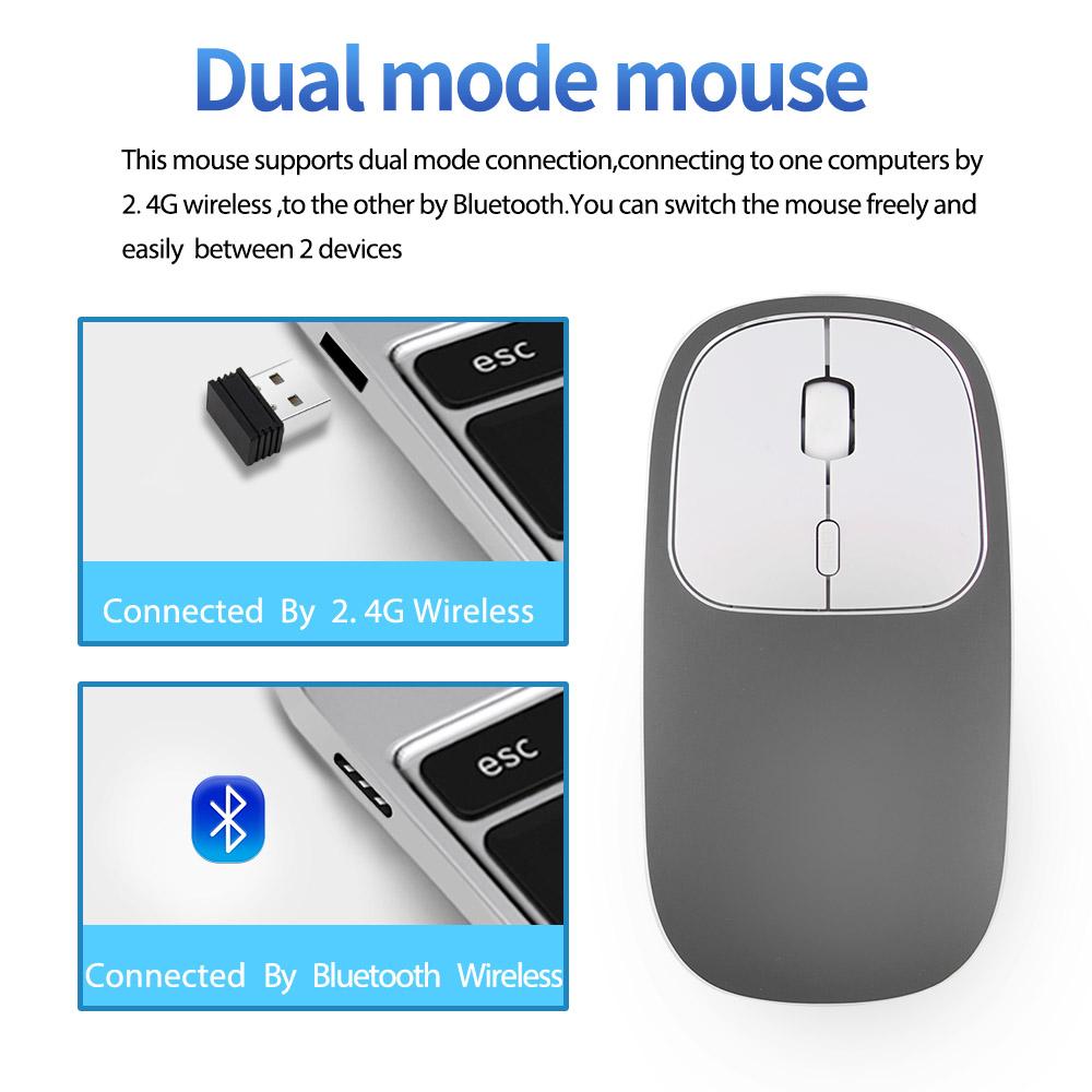Aluminum Alloy Rechargeable 2.4G Wireless Mouse Bluetooth-compatible Mute Mice Dual Mode Grey
Aluminum Alloy Rechargeable 2.4G Wireless Mouse Bluetooth-compatible Mute Mice Dual Mode Grey