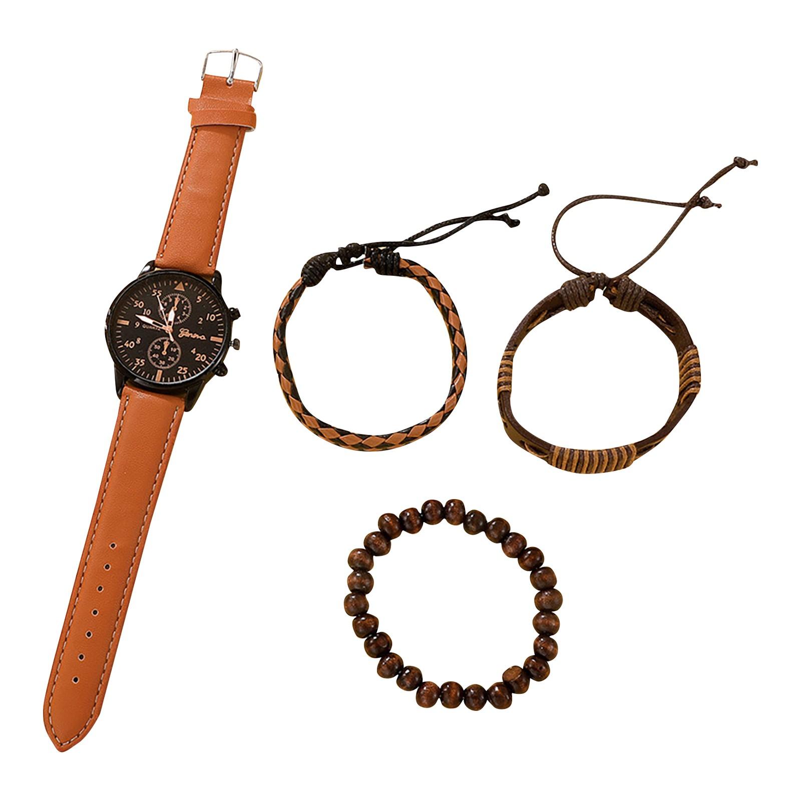 Мужские часы, роскошный набор браслетов, модные деловые коричневые кожаные кварцевые наручные часы для мужчин, подарочный набор One Size коричневый
Мужские часы, роскошный набор браслетов, модные деловые коричневые кожаные кварцевые наручные часы для мужчин, подарочный набор One Size коричневый