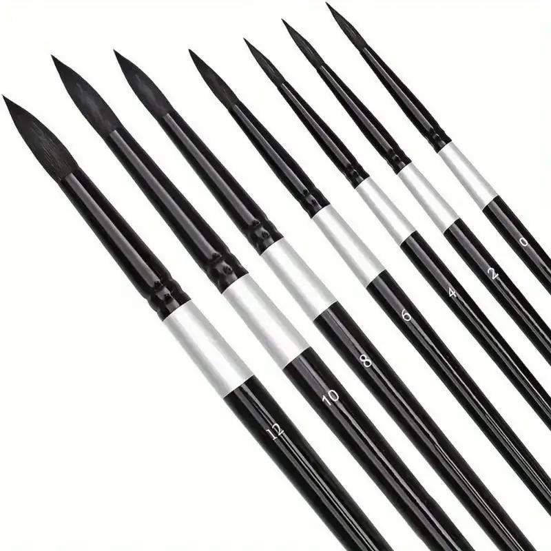 7Pcs Squirrel Hair Brush Set - Round/Pointed Tips for Gouache/H2O | Beginner Artist Kit w/Wood Handle (No Shed) чорний
7Pcs Squirrel Hair Brush Set - Round/Pointed Tips for Gouache/H2O | Beginner Artist Kit w/Wood Handle (No Shed) чорний