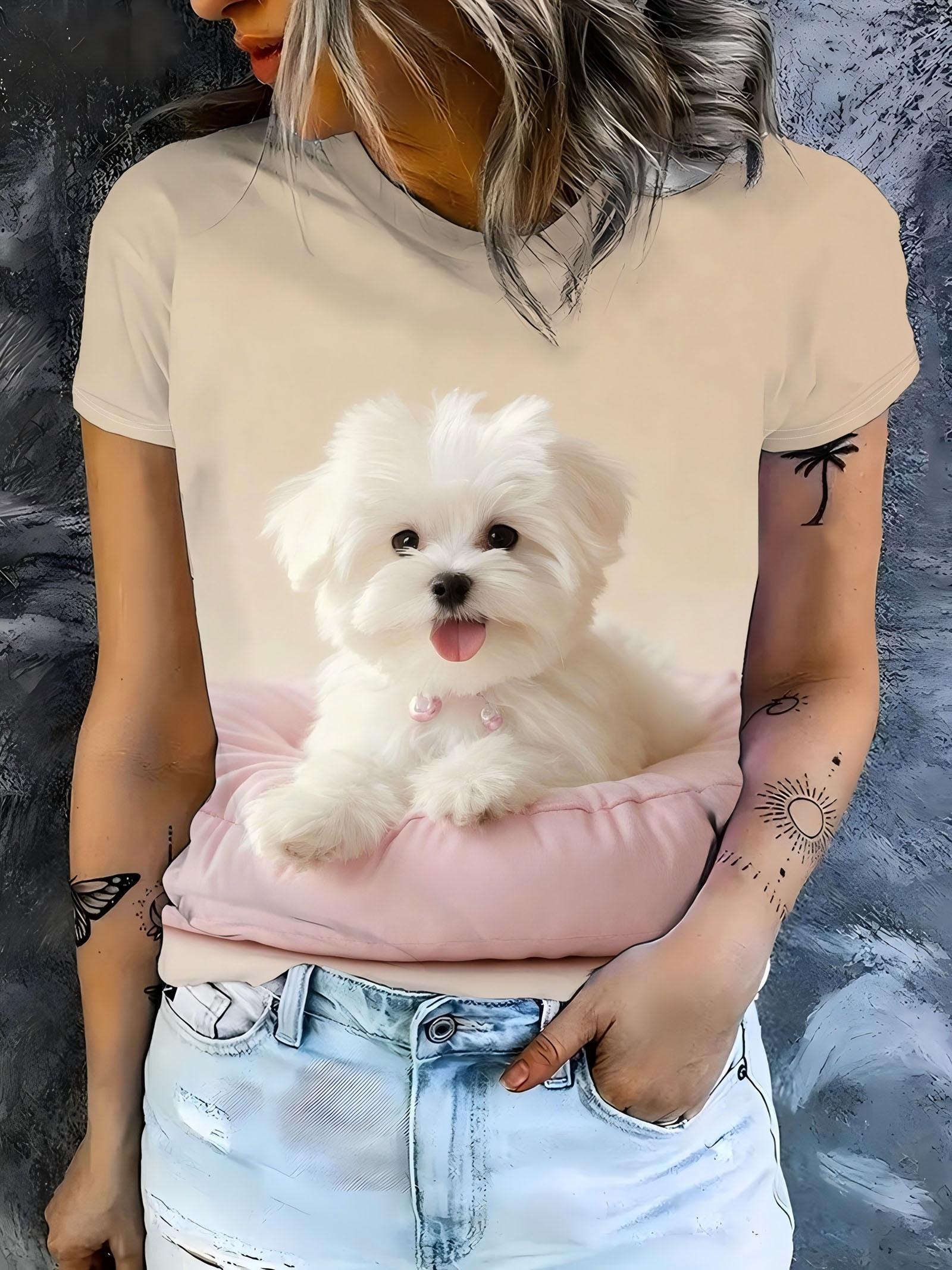 Adorable Dog Design Fabric Relaxed Comfy Round Neck Shirt for Women Stylish T-Shirt for Women Perfect As a Present L дубильная кора
Adorable Dog Design Fabric Relaxed Comfy Round Neck Shirt for Women Stylish T-Shirt for Women Perfect As a Present L дубильная кора