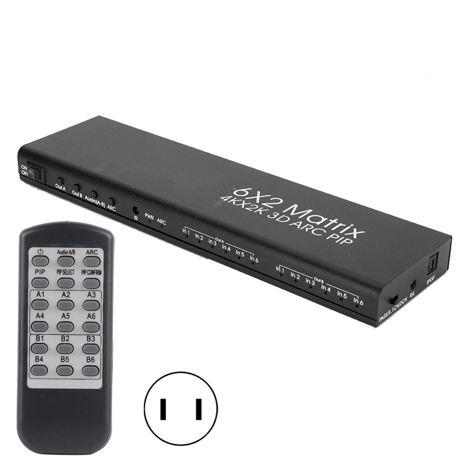 Адаптер матрицы HDMI 6x2 с гибким управлением, поддержка функции PIP ARC 4K30HZ 100‑240VUS US Plug
Адаптер матрицы HDMI 6x2 с гибким управлением, поддержка функции PIP ARC 4K30HZ 100‑240VUS US Plug