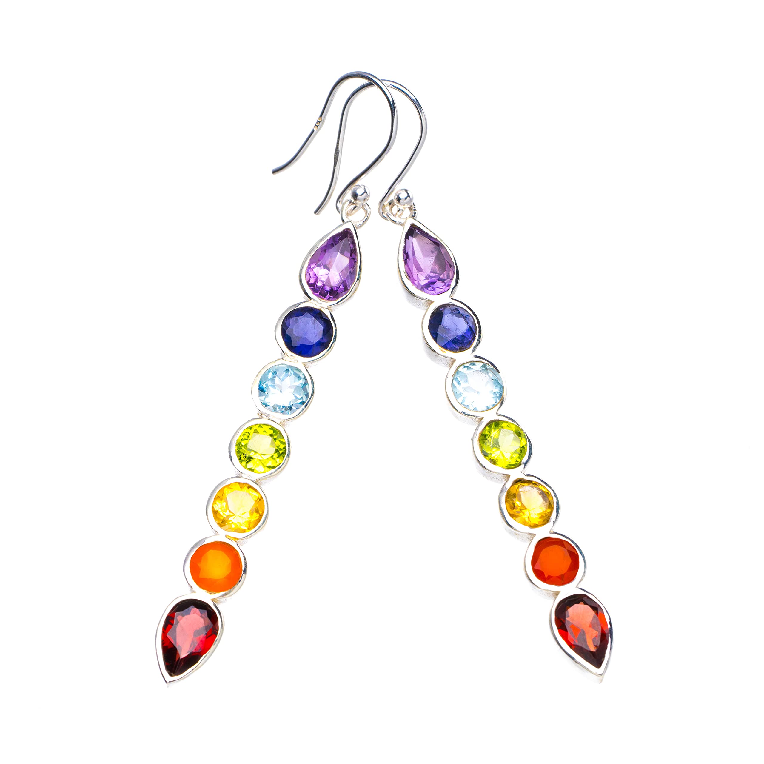StarGems Chakra Multi-Color Carnelian,Blue Topaz,Amethyst,Garnet 925 Sterling Silver Earrings 1.25 E3510
StarGems Chakra Multi-Color Carnelian,Blue Topaz,Amethyst,Garnet 925 Sterling Silver Earrings 1.25 E3510