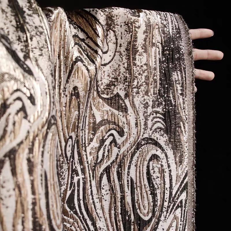 Creative Vintage Brown Gold Glitter Striped Jacquard Fabric DIY Sewing Dress Coat Fabric Background Decoration Cloth 140cm&100cm
Creative Vintage Brown Gold Glitter Striped Jacquard Fabric DIY Sewing Dress Coat Fabric Background Decoration Cloth 140cm&100cm