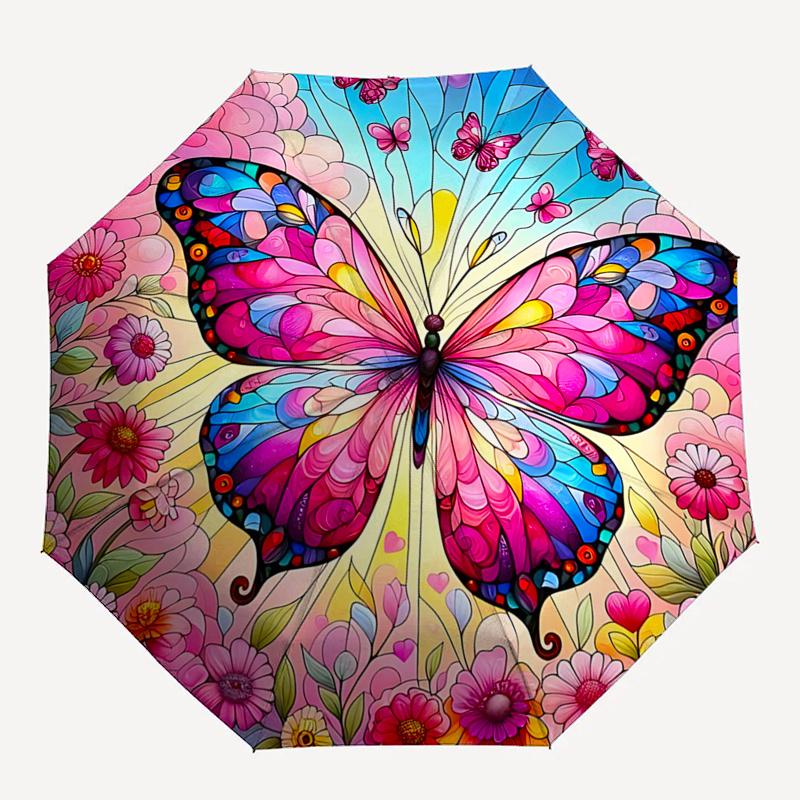 Colorful Butterfly Garden Automatic Opening Folding Umbrella - Portable 3-Fold Design with 8-Bone Iron Frame, Perfect for, Festive Gifts, Tr
Colorful Butterfly Garden Automatic Opening Folding Umbrella - Portable 3-Fold Design with 8-Bone Iron Frame, Perfect for, Festive Gifts, Tr