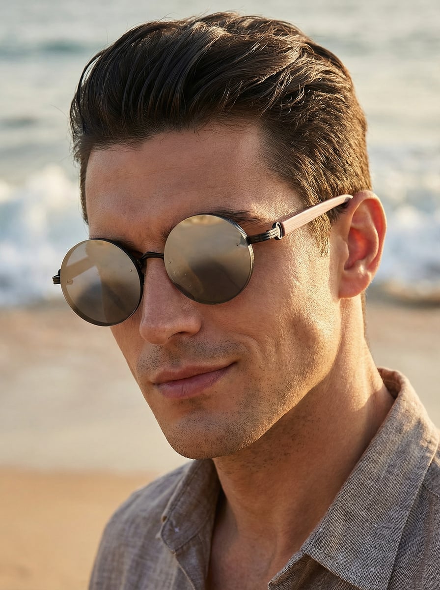 1 pair of men s metal round sunglasses with faux wood grain temples, fashionable eyewear белый
1 pair of men s metal round sunglasses with faux wood grain temples, fashionable eyewear белый