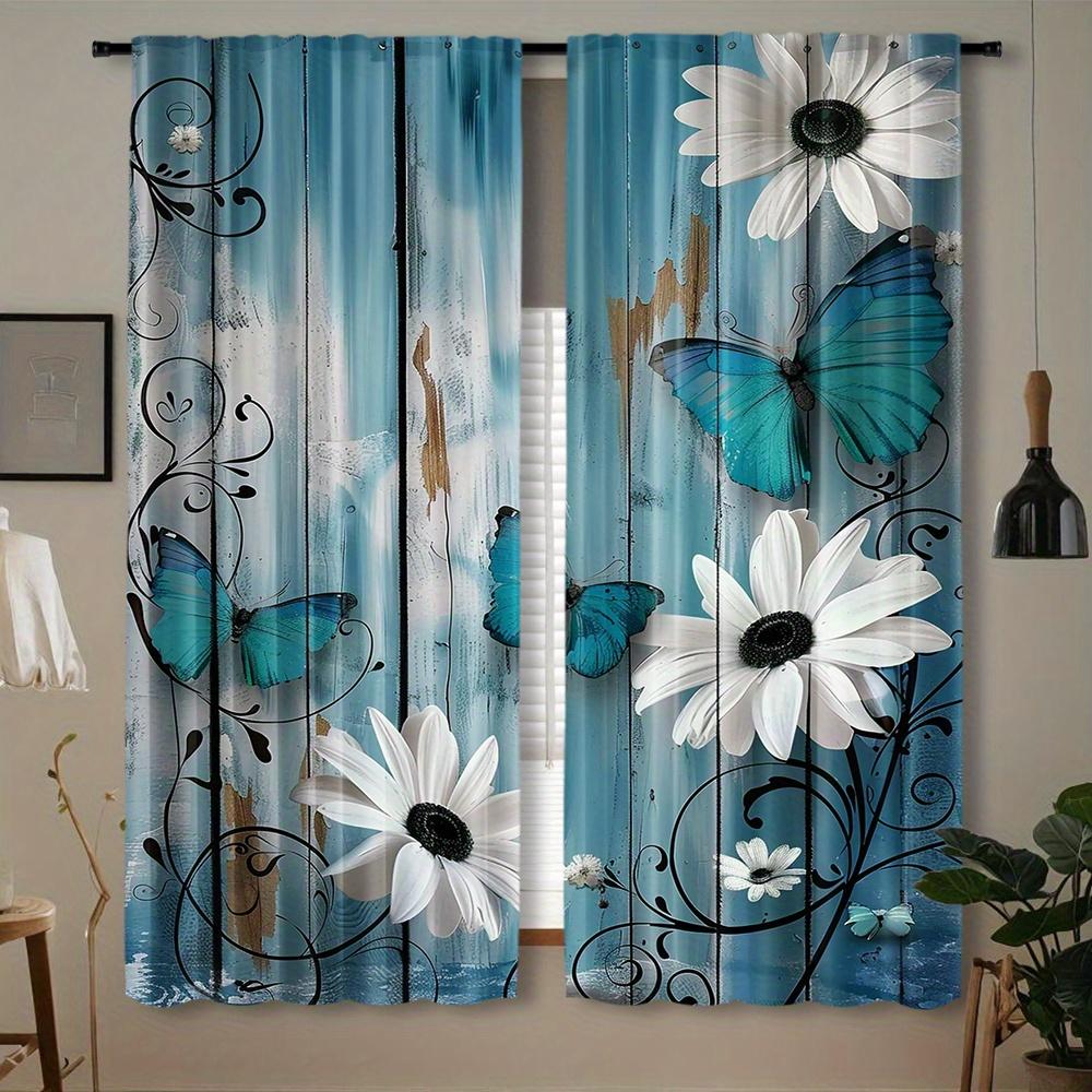 2pcs Rod Pocket Semi-Sheer Curtains - Polyester Pongee Floral and Butterfly Pattern - Modern Roller Embossed Drapes for Bedroom 100*130 Rod Pocket 1pcs
2pcs Rod Pocket Semi-Sheer Curtains - Polyester Pongee Floral and Butterfly Pattern - Modern Roller Embossed Drapes for Bedroom 100*130 Rod Pocket 1pcs