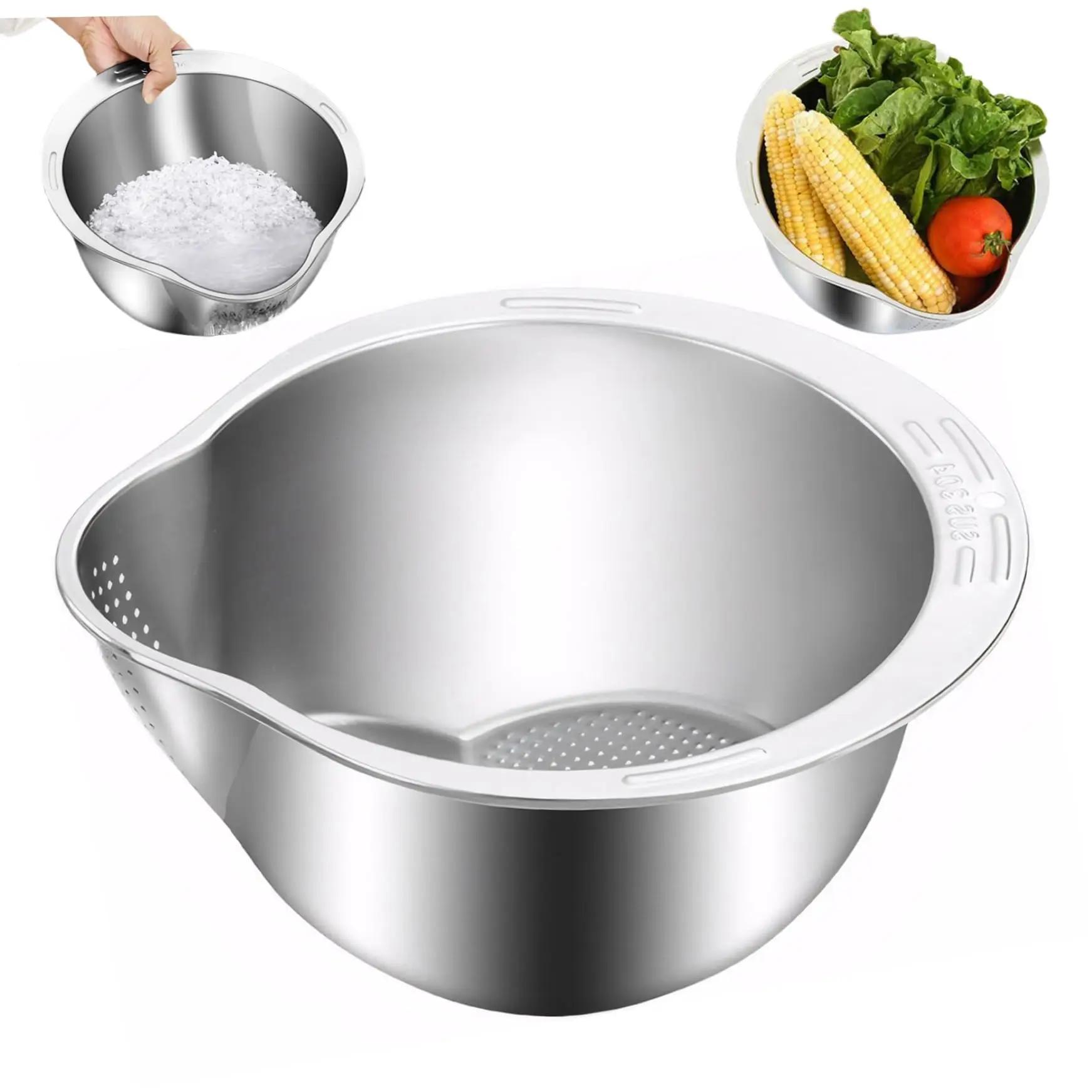 Rice Washer Strainer Bowl Stainless Steel Rinser with Side Drainers Small Colander for Cleaning Fruits,Vegetables,Beans
Rice Washer Strainer Bowl Stainless Steel Rinser with Side Drainers Small Colander for Cleaning Fruits,Vegetables,Beans