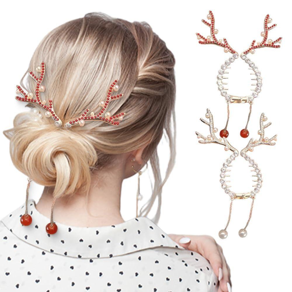 with Pearls and Crystal Christmas Reindeer Ponytail Bun Holder Cute Hair Bun Tassel Hair Clasp срібний
with Pearls and Crystal Christmas Reindeer Ponytail Bun Holder Cute Hair Bun Tassel Hair Clasp срібний