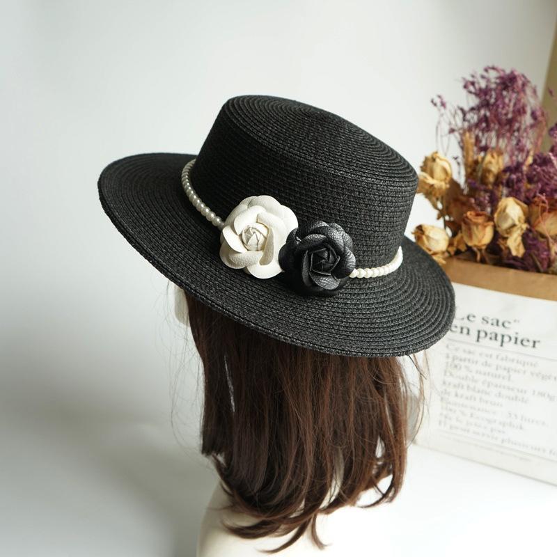 Camellia Pearl Flat Top Top Hat Women S Summer French Retro Elegance Black Wide Brim Straw Hat Shade Sun Protection Vacation M(56-58cm)
Camellia Pearl Flat Top Top Hat Women S Summer French Retro Elegance Black Wide Brim Straw Hat Shade Sun Protection Vacation M(56-58cm)
